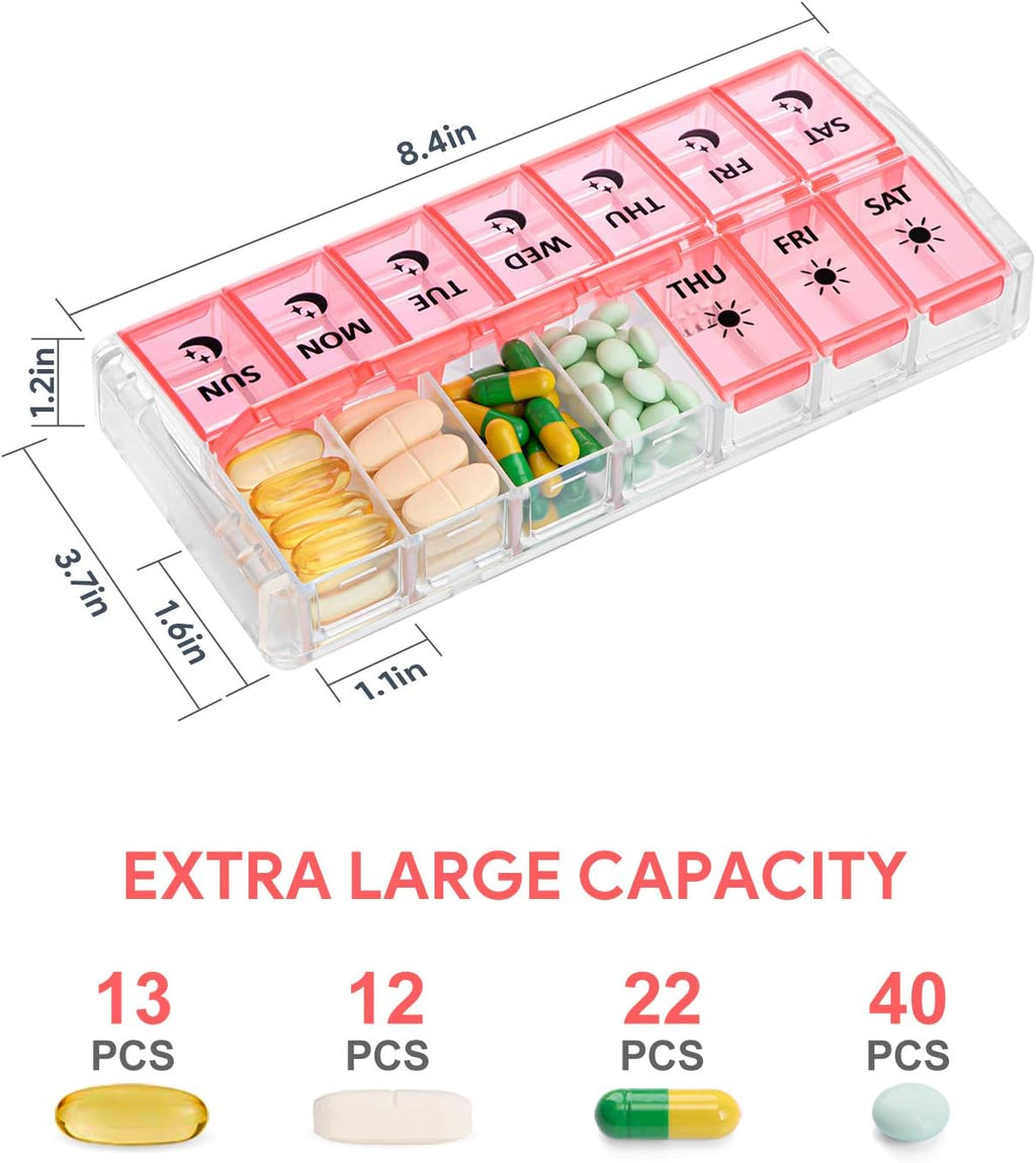 Weekly Pill Organizer 7 Day 2 Times a Day Extra Large, Quick Fill 2022 Fullicon AM PM XL Daily Pill Cases Pill Box