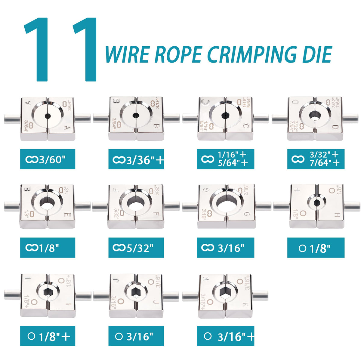 AMZCNC Wire Rope Crimping Tool Swaging Tool 3/64-3/16 Ferrules Cutter Kit