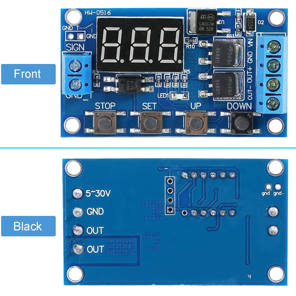 2 pcs DC 5V-36V Relay Module Digital LED Relay Board Trigger Cycle Switch Delay Timer Module with Screwdriver Red and Black Cable