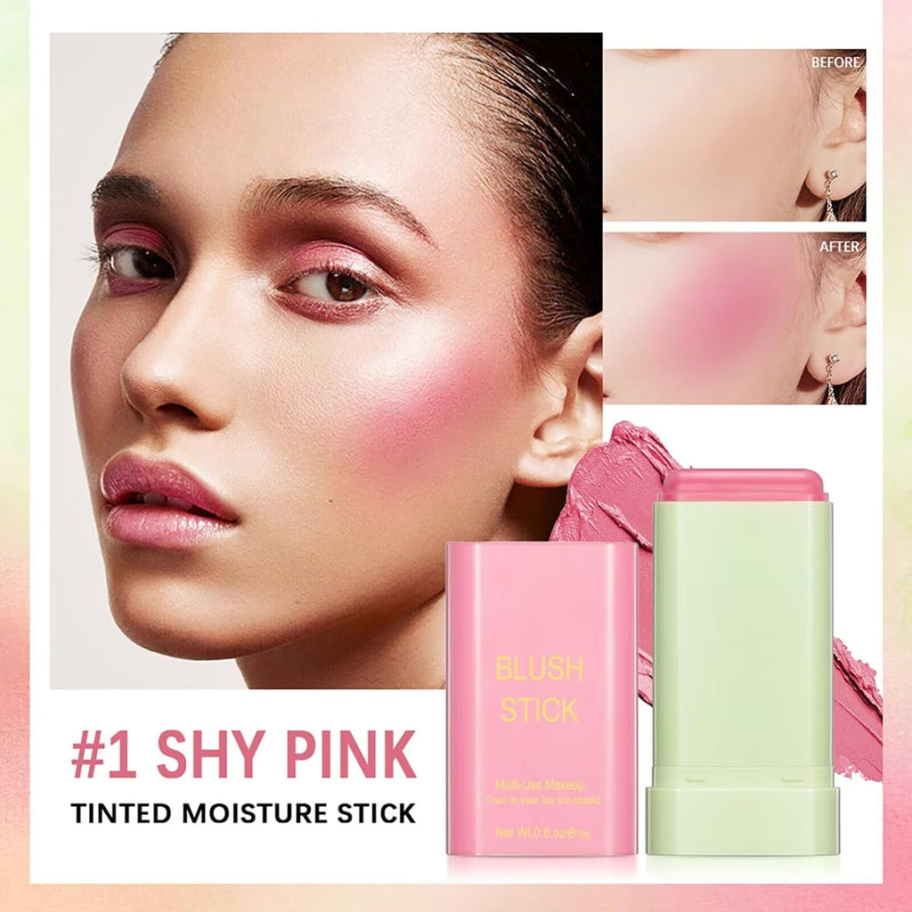 Multi-Use Makeup Blush Stick,Beauty Solid Moisturizer,Waterproof Natural Nude Makeup,Tinted Solid Moisturizer Stick