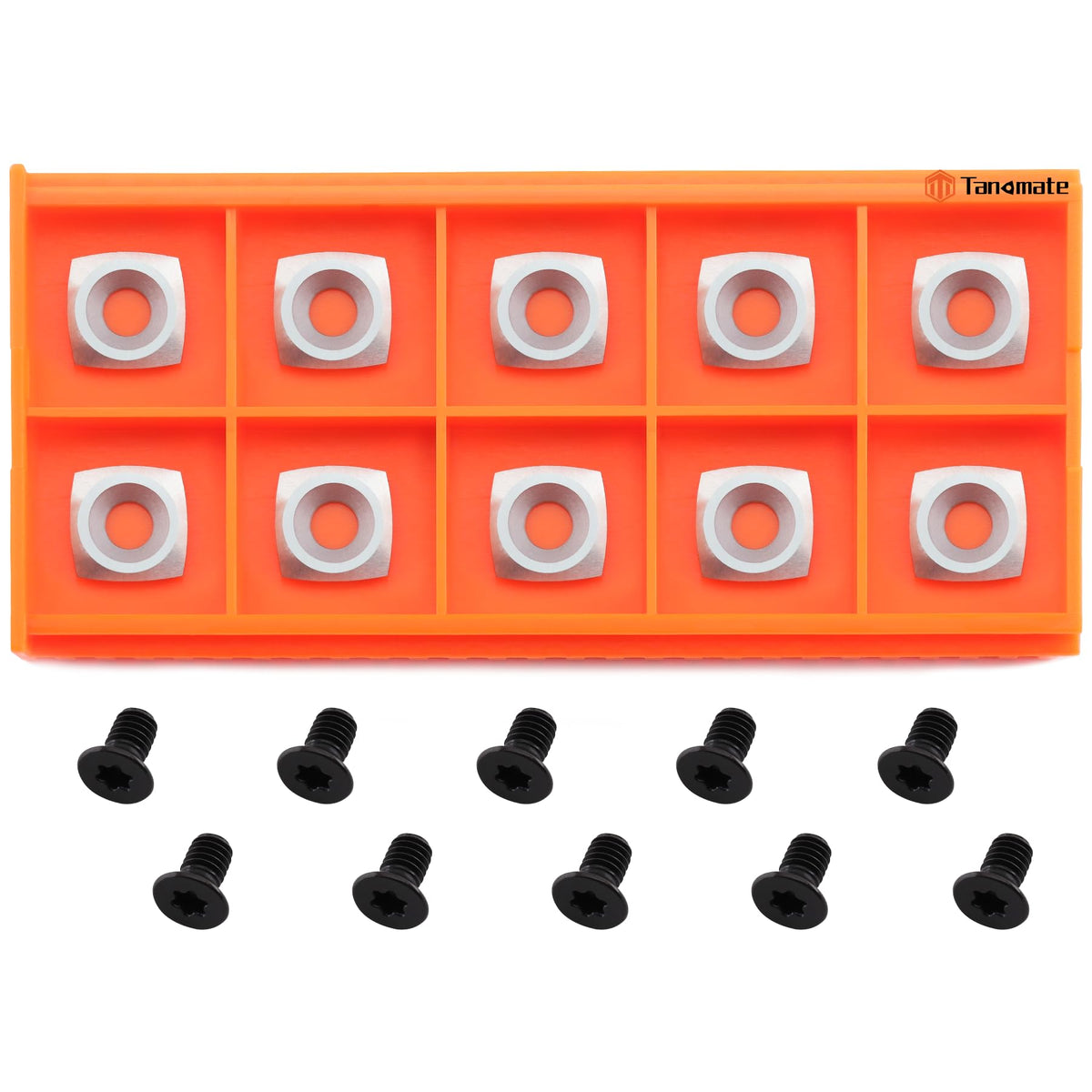 TANOMATE Negative Rake 11x11x2.0mm-R50 with Screws Carbide Replacement Inserts Cutter for Woodturning Lathe Tools