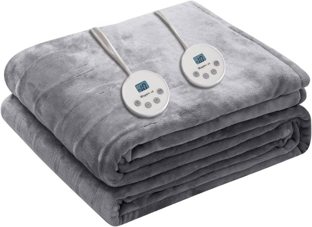 Heated Blanket Electric Queen Size 84"x90"-Dual Control with 10 Heat Levels 12 Timer Settings and 8 Hours Auto-Shut