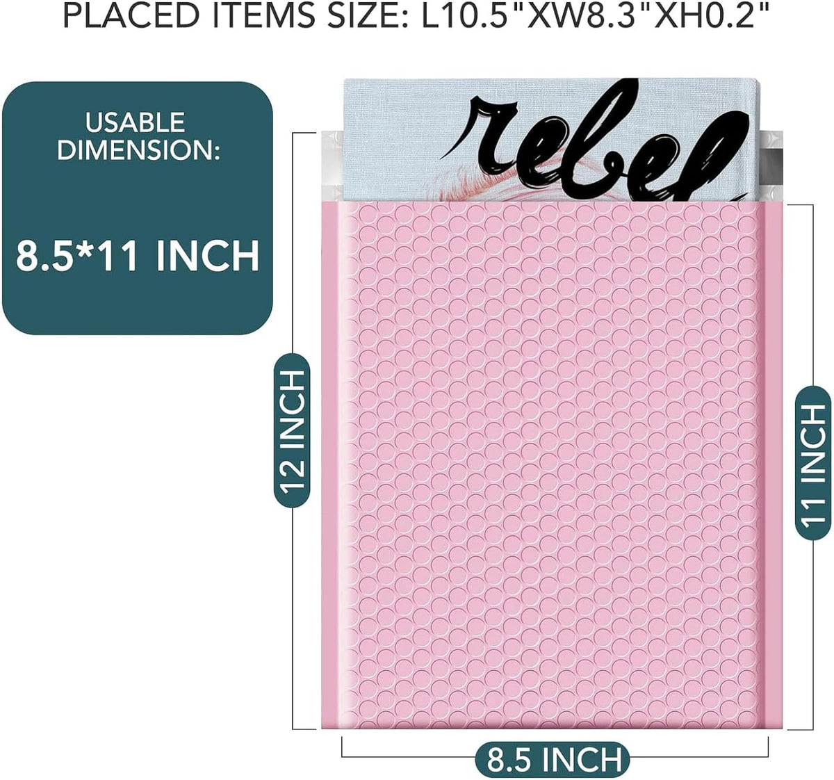 Bubble Mailers 8.5x12" Padded Envelopes Light Pink 40 Pack Self Seal