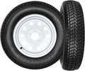 2 Pack 205/75/15 Trailer Tire and Wheel Assembly, 5 Lug on 4.5 Inch PCD with 15" Rims Load Range C 6PR White