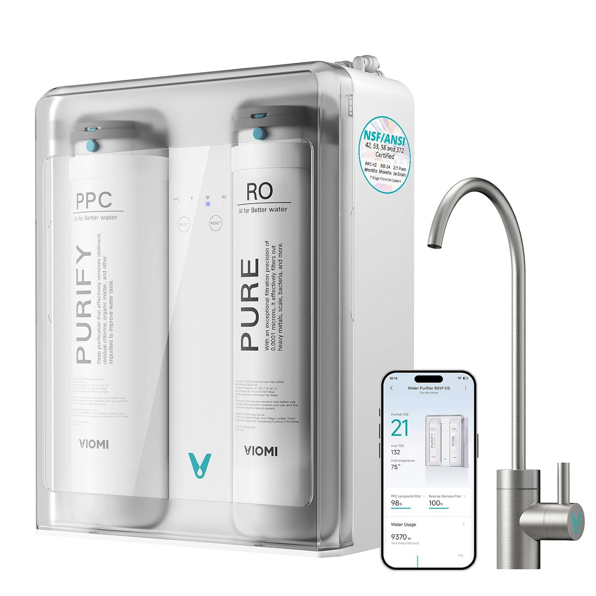 Pure B6W 600GPD Under-Sink Tankless Reverse Osmosis Water Filtration