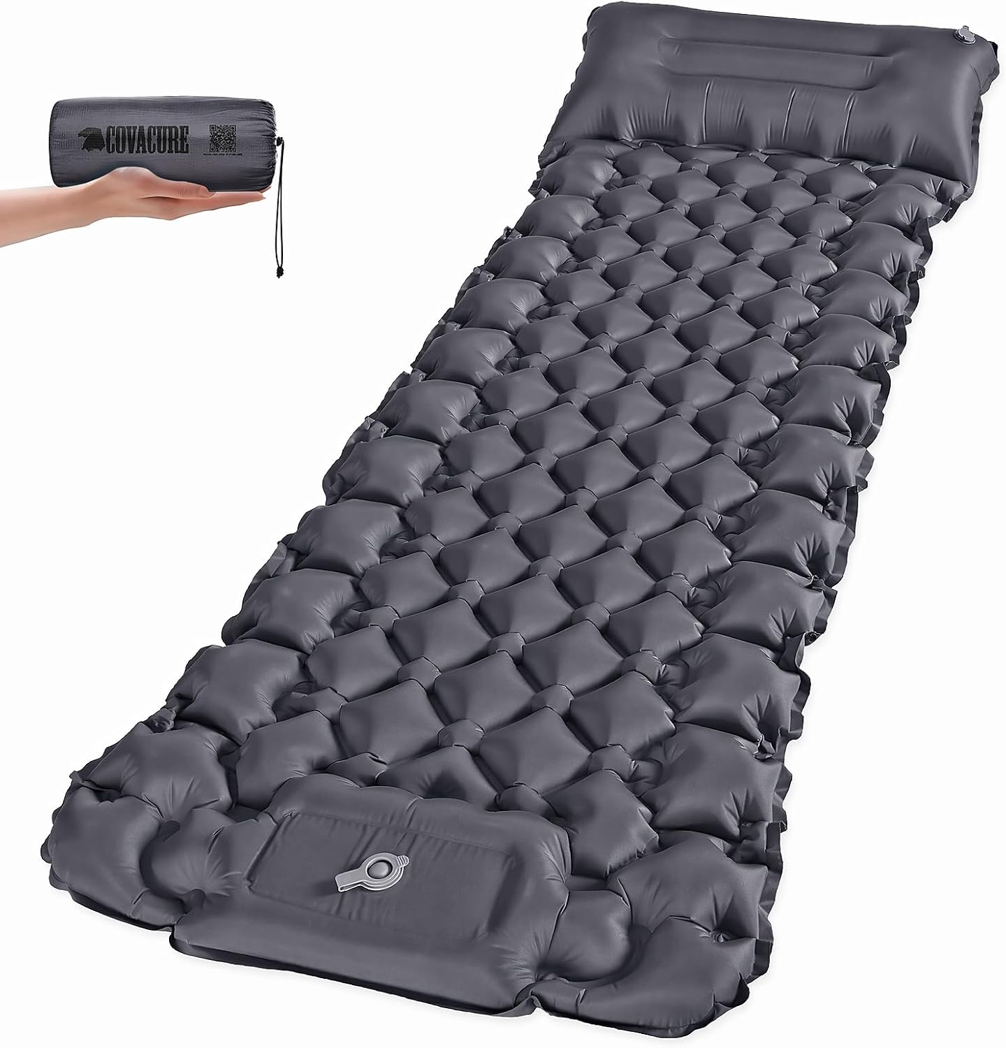 Sleeping Pad, 3.9" Thick Inflatable Mattress with Pillow&Pump | Built-in Pump, Quick Inflate, Button Design Connects
