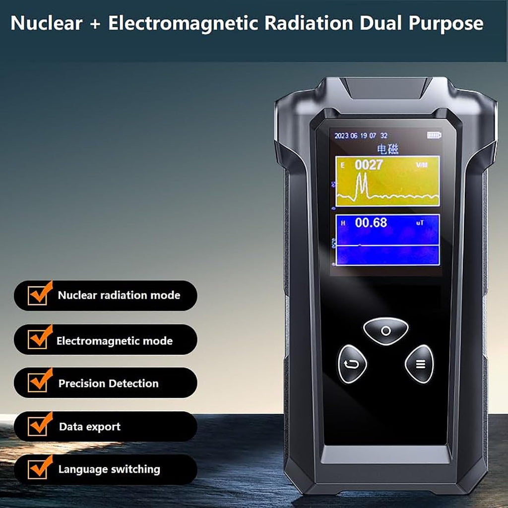 2.4" Rechargeable Nuclear Radiation Detector Geiger Counter Radiation Dosimeter, Real-time Detection of Exceeding The