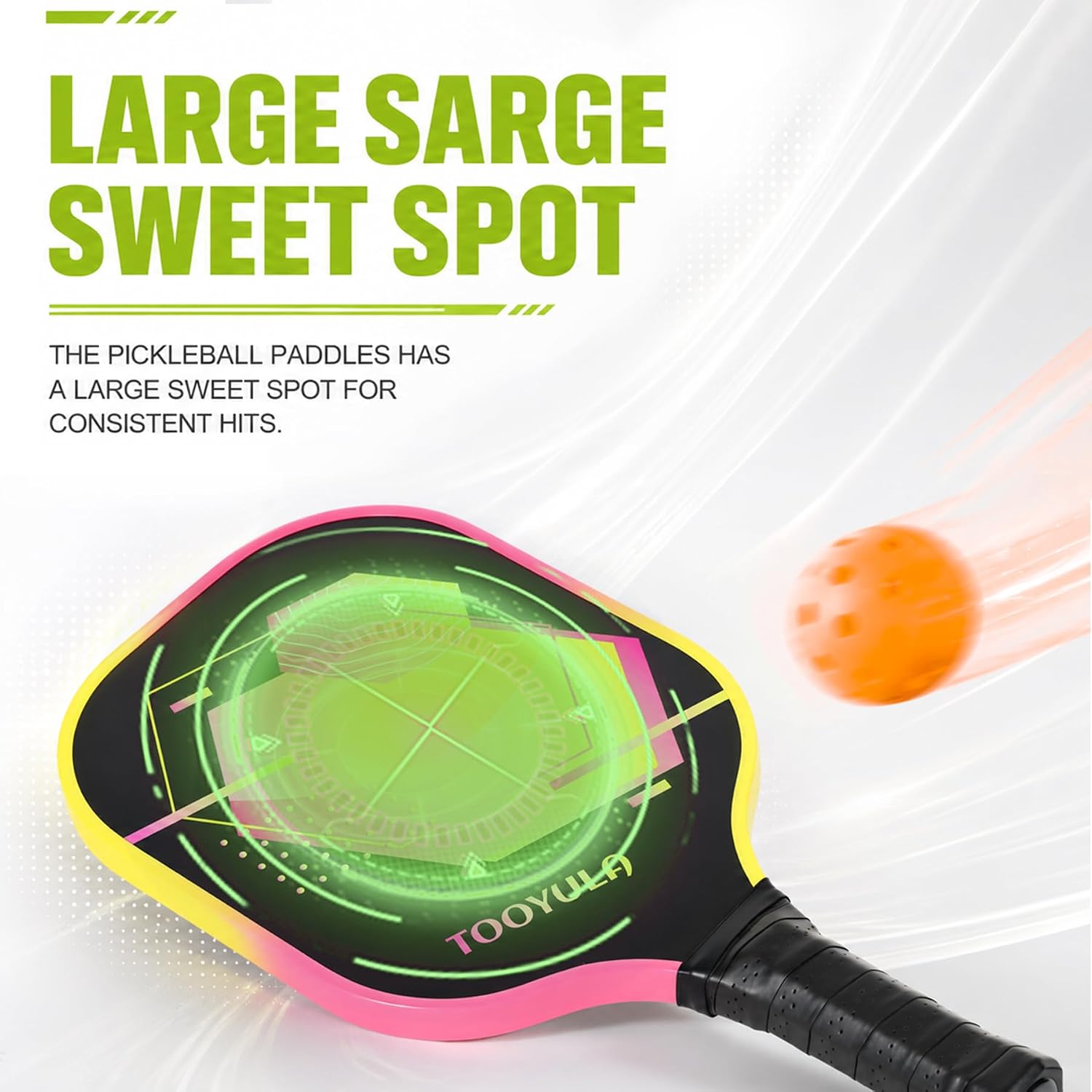 Pickleball Paddle Set of 2, Fiberglass Pickleball Rackets with Large Sweet Spot & High Fault Tolerance, Complete