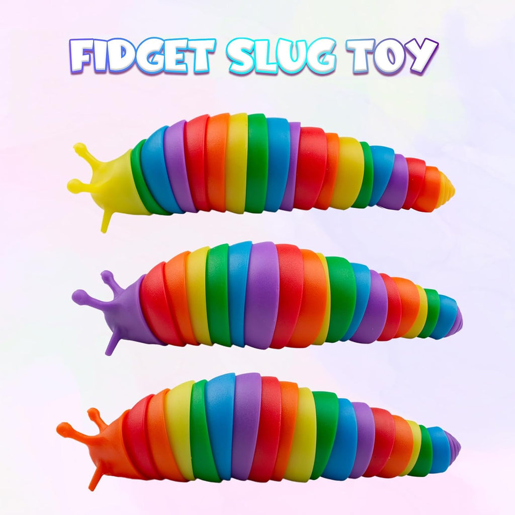 3PCS Slug Fidget Toys Bulk, Toddler Sensory Figette Worm for Adults Stress Relief for Autism ADHD Autistic Travel