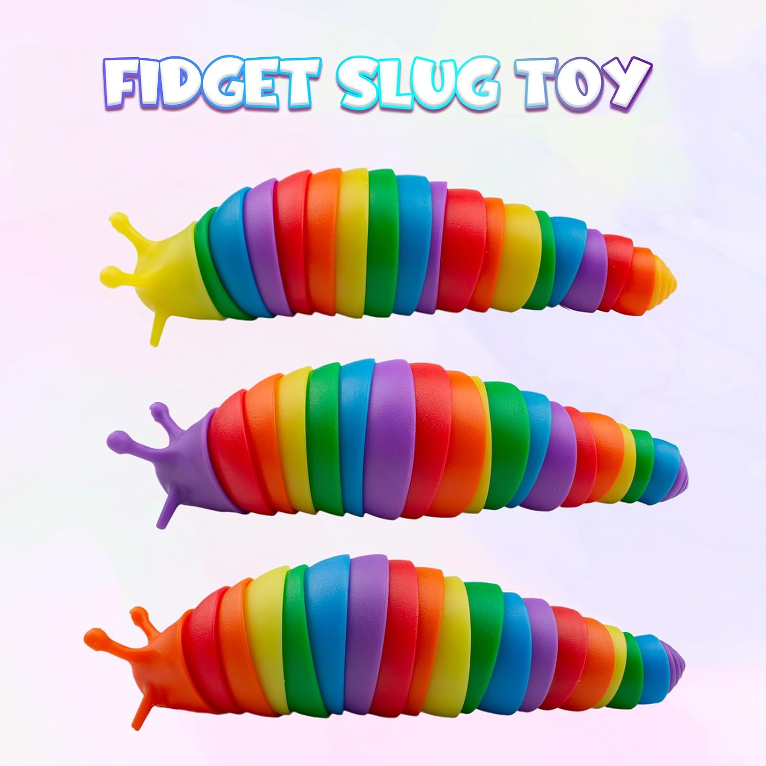 3PCS Slug Fidget Toys Bulk, Toddler Sensory Figette Worm for Adults Stress Relief for Autism ADHD Autistic Travel