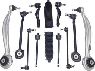 Front Suspension Control Arm Kit Compatible With 2012-2015 Mercedes C300 C350 C-Class W204 S204 4Matic Ball Joints Stabilizer Sway Bar Links Tie Rod Assembly