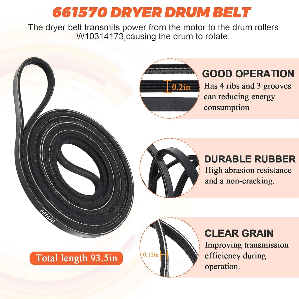 【𝟮𝟬𝟮𝟲 𝗨𝗽𝗴𝗿𝗮𝗱𝗲𝗱】4392067 Dryer Repair Maintenance Kit - Exact fit maytag,Kenmore and Whirlpool dryer repair kit replacement, Includes WPW10314173 Drum Roller & 661570V & 279640 Idler Pulley