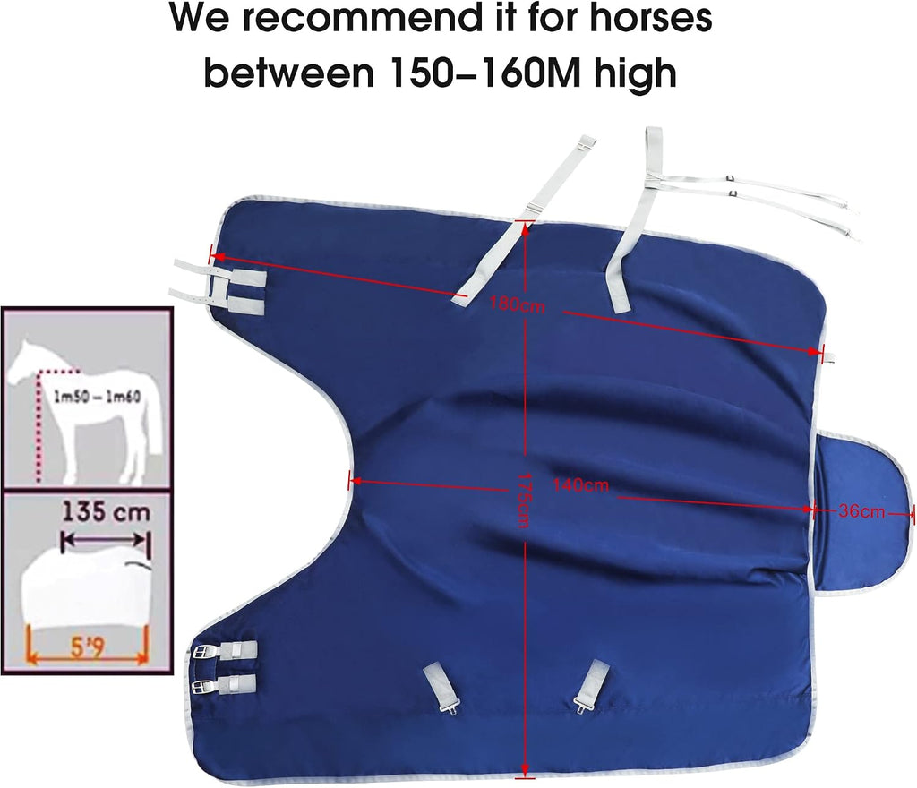 1200D Winter Horse Blanket for Real Horses | Medium Weight Turnout Blanket for All Seasons | 220g | Sizes 72" 78" 81"