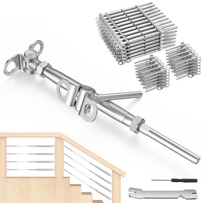 60 Pairs 1/8" Cable Railing Kit Swage Toggle Turnbuckle Hardware