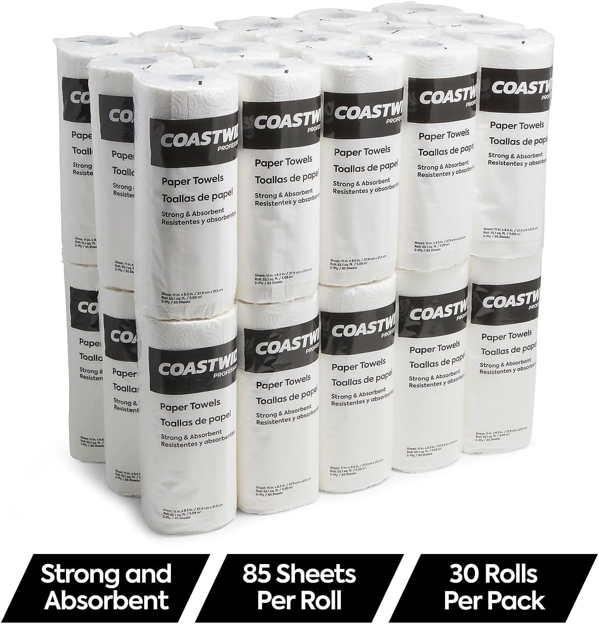 Professional Paper Towels, 2-Ply, 85 Sheets/Roll, 30 Rolls/Pack