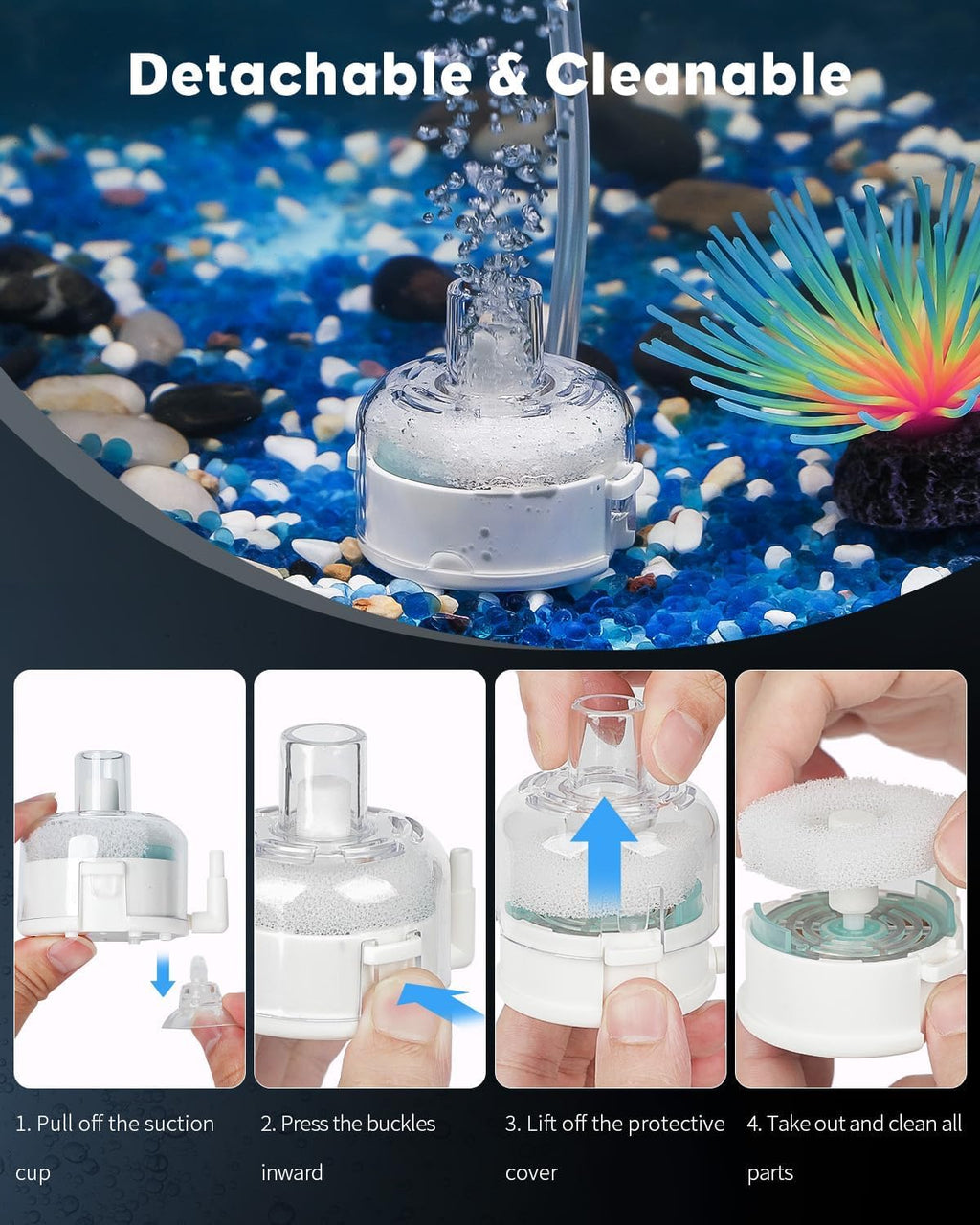 Mini Aquarium Air Pump, Ultra Quiet Oxygen Aerator Kit for 1-15 Gallon Fish Tanks with Air Tubing, Air Stone, Check