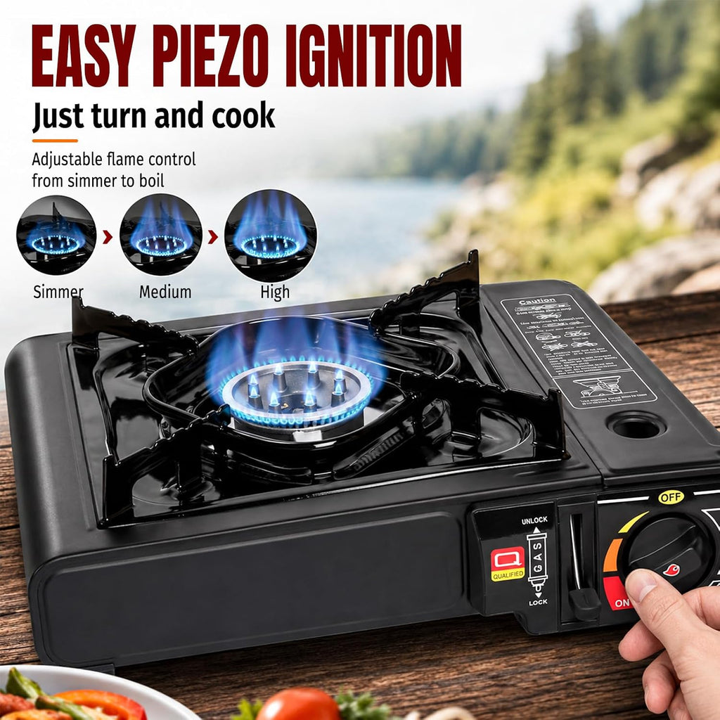7800 BTU Dual Fuel Camping Stove, Propane Portable Gas Stove | Propane or Butane Camp Stove with Adjustable Heat