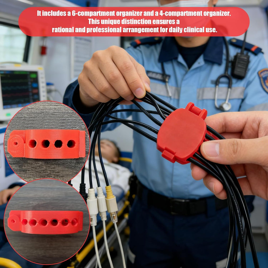 12-Lead Cable Organizer, 2PC Cord Holder, 4-Slot and 6-Slot Wire Organizer for ECG Leads & EKG Machines, Tangle-Free