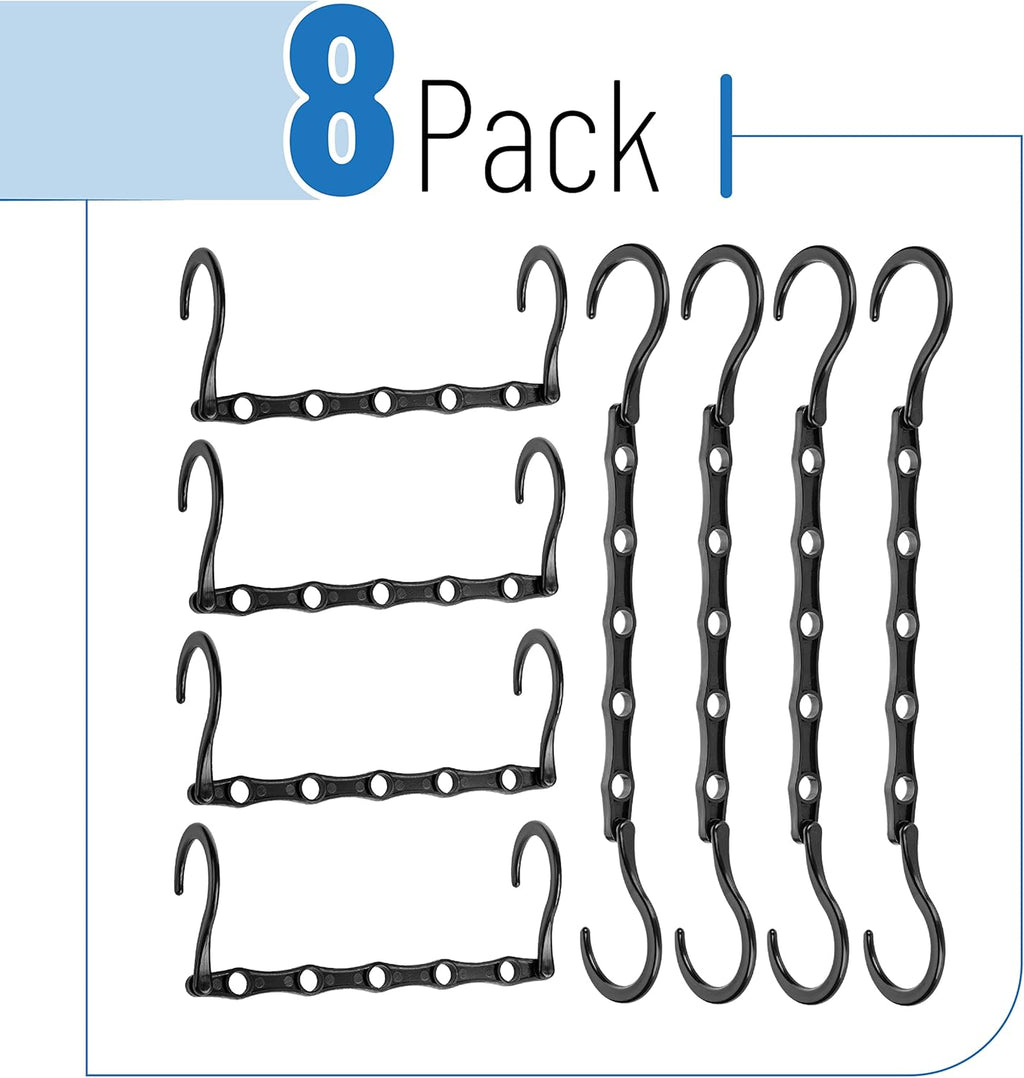 Space Saving Hangers, 8 pcs, 360° Rotating Hooks, Magic Cascading Hanger Organizer with 5 Enclosed Slots, Closet