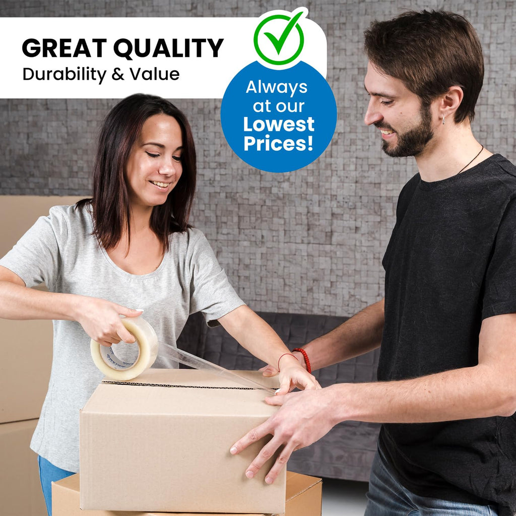 6 Rolls | 2.4 mil Clear | 65 Yards Each (390 Yards Total) | 2" Premium Packing Tape Heavy Duty Packaging Tape for