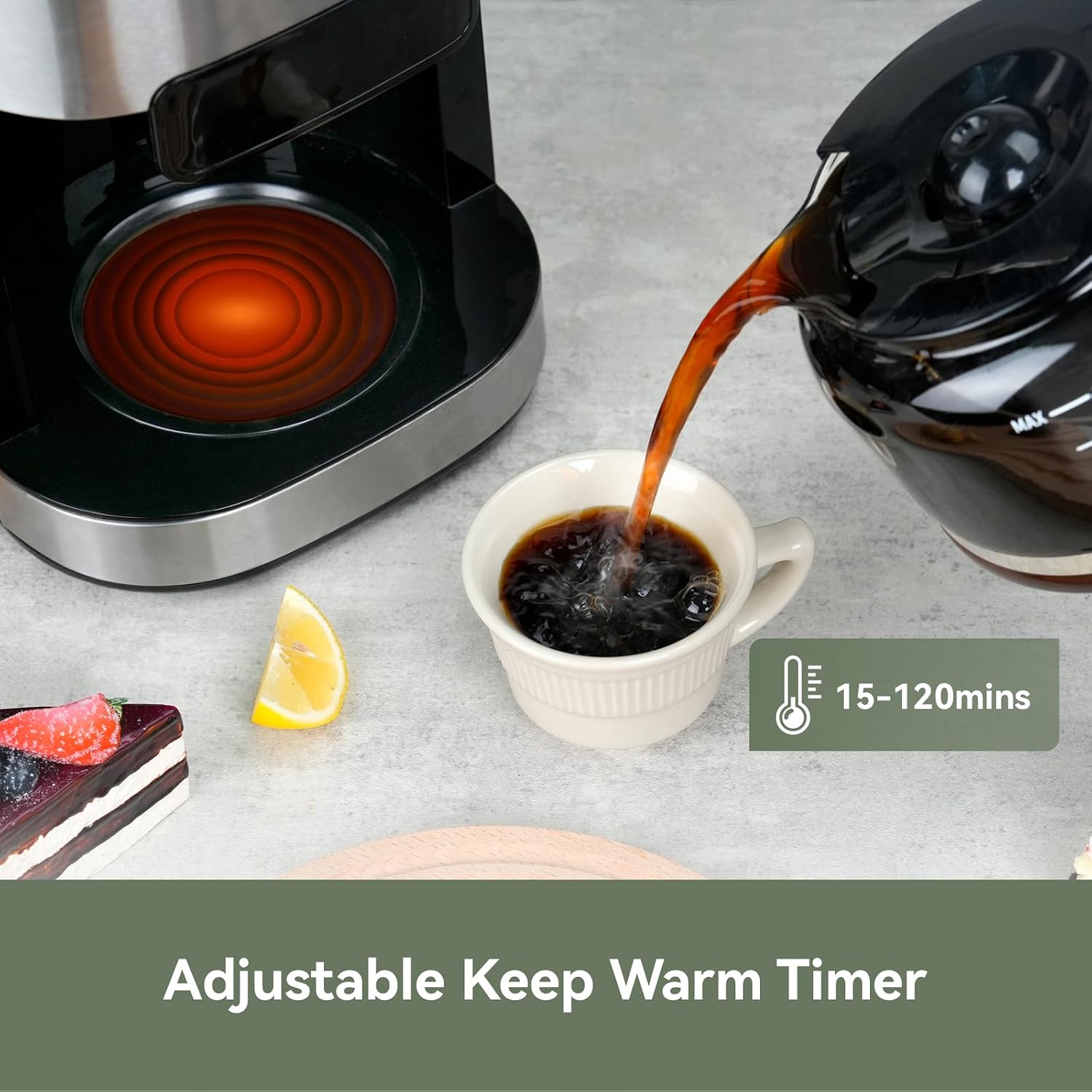 All In One 10-Cup Grind & Brew Coffee Maker with Built-In Burr Grinder | 24-Hour Programmable Timer, 1.5L Water Tank