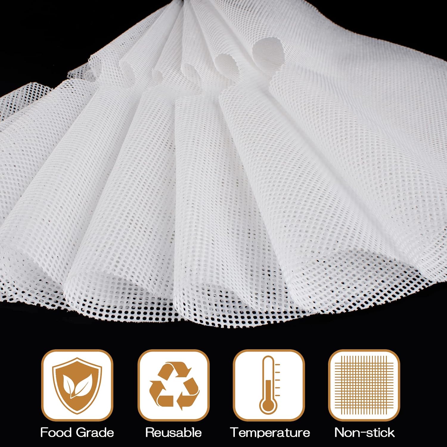 (8 Pack) Round Silicone Dehydrator Sheets, Dostk Premium Non Stick Silicone Mesh for Fruit Dehydrator, Tray Liner