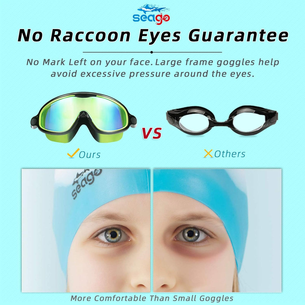 Swim Goggles 2 Pack Anti-Fog Anti-UV Wide View Swimming Goggles for Kids 3-14