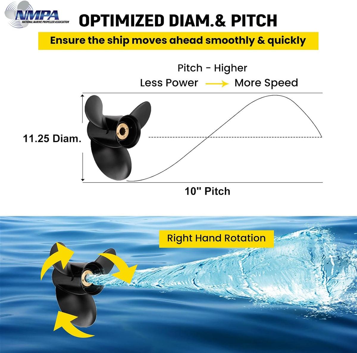 VIF Boat Propeller for Mercury 30-70hp 13 Spline 13p 9p 10p 11p 14p 15p