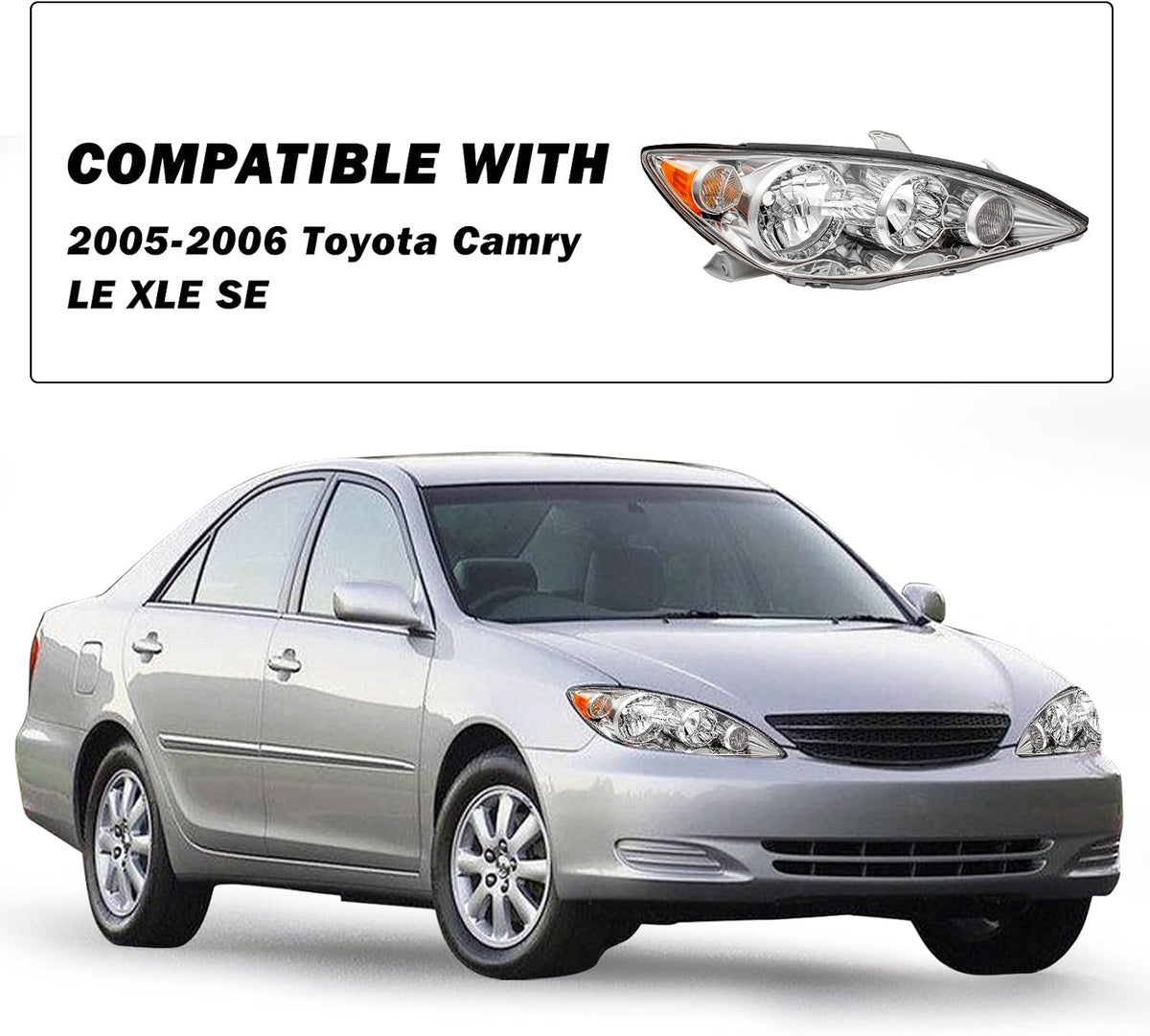 SOCKIR Headlight Assembly Fit for 2005 2006 Camry LE XLE SE, Right Side