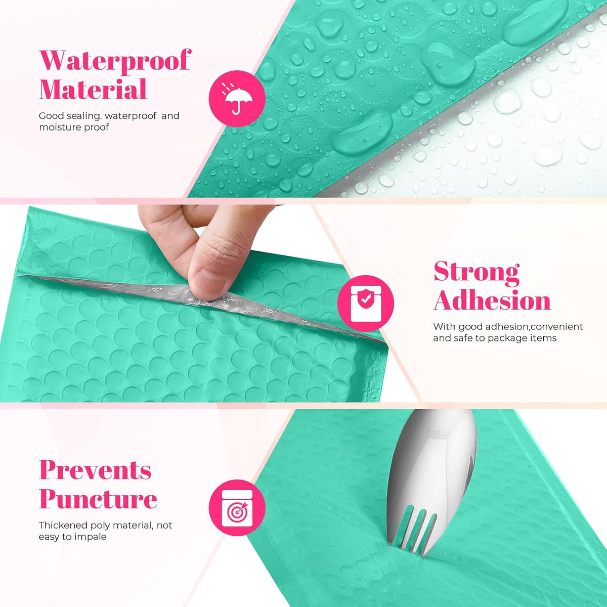 Bubble Mailers 10x13" Padded Envelopes Teal 40 Pack Waterproof