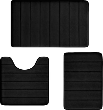 Bathroom Rugs Set Memory Foam Bath Rugs Non-Slip Bath Mat Set 3 Piece,Washable Bathroom Mats,Absorbent Shaggy Rugs
