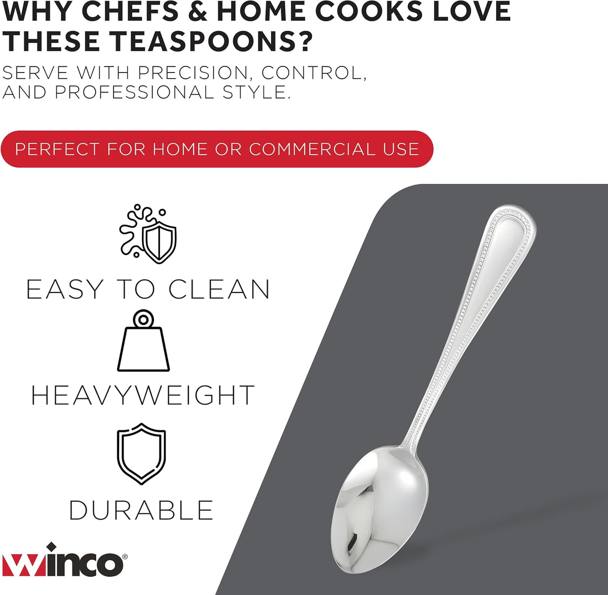 0005-01 Dots Mirror Finish S/S Teaspoon - Dozen