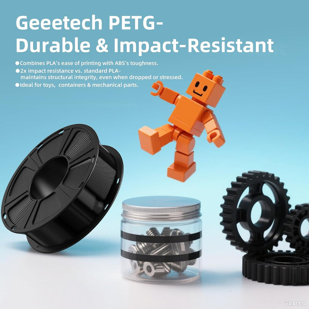 PETG Filament 1.75mm, 1 KG (2.2lbs) Spool 3D Printer Filament, High-Toughness, ±0.02mm Accuracy, Neatly Wound &
