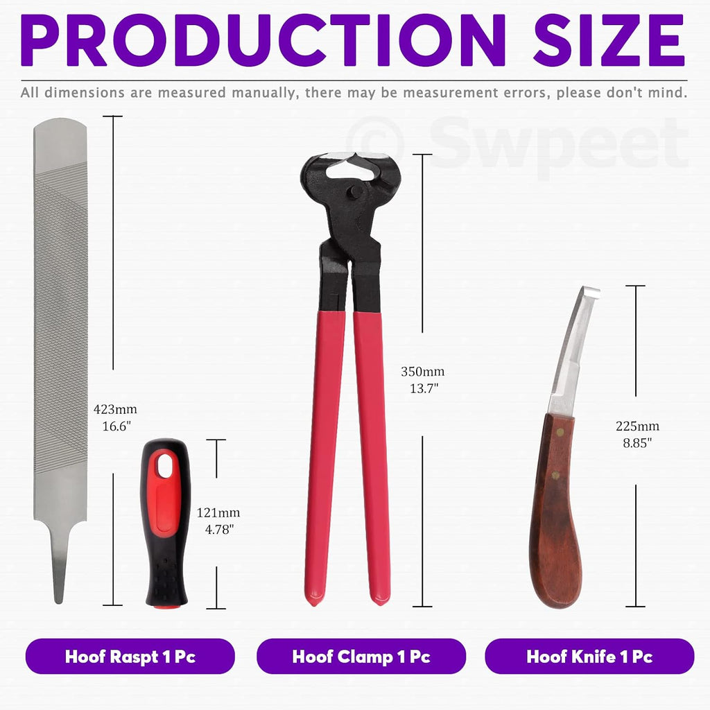 8Pcs Professional Farrier Tools Value Kit with Roll Pack, Horses Hoof Trimmers Shears Tools, Hoof Cutter, Farrier