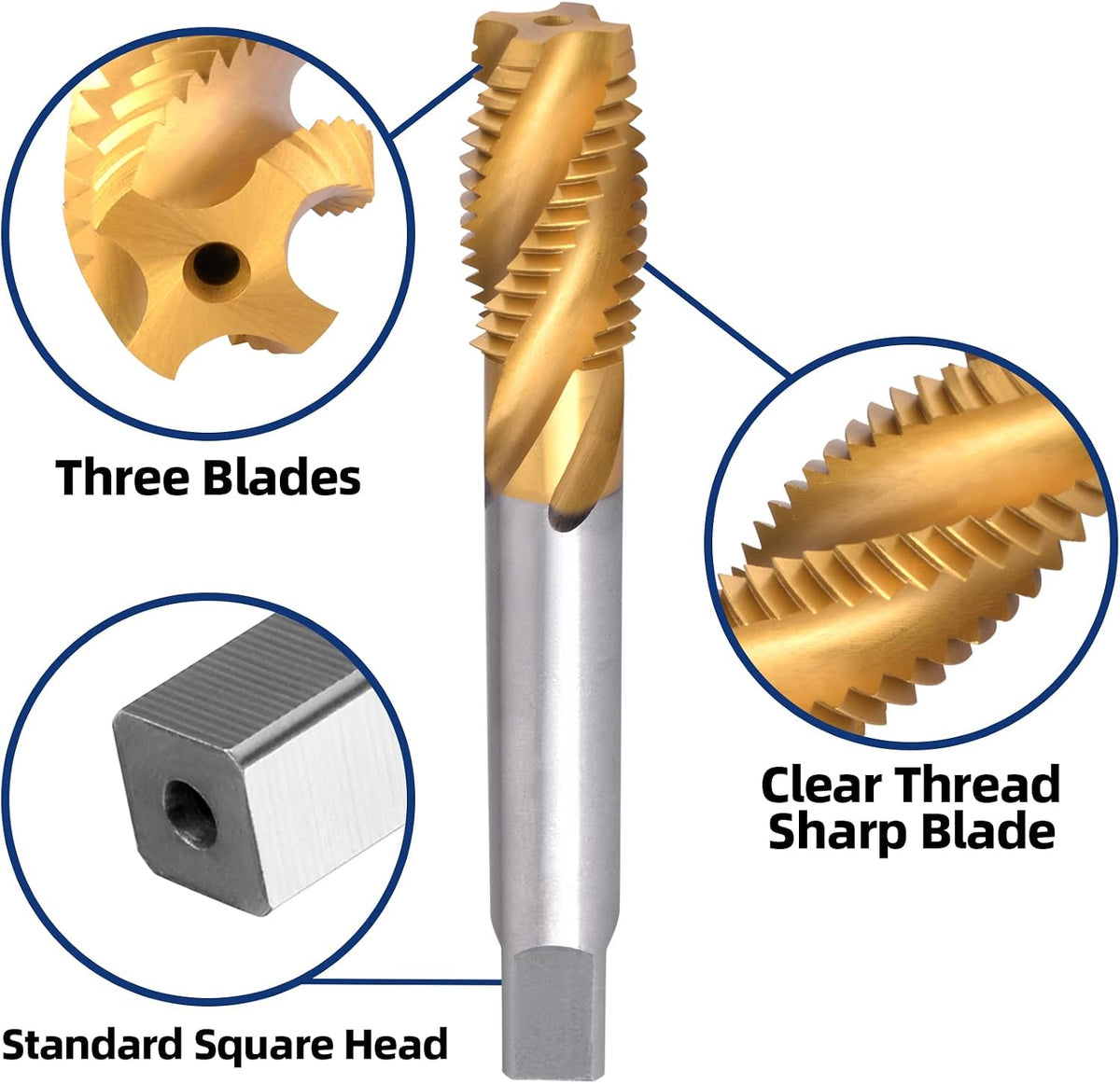 Burkit 5/8"-11 UNC Titanium Coated Spiral Flute Tap