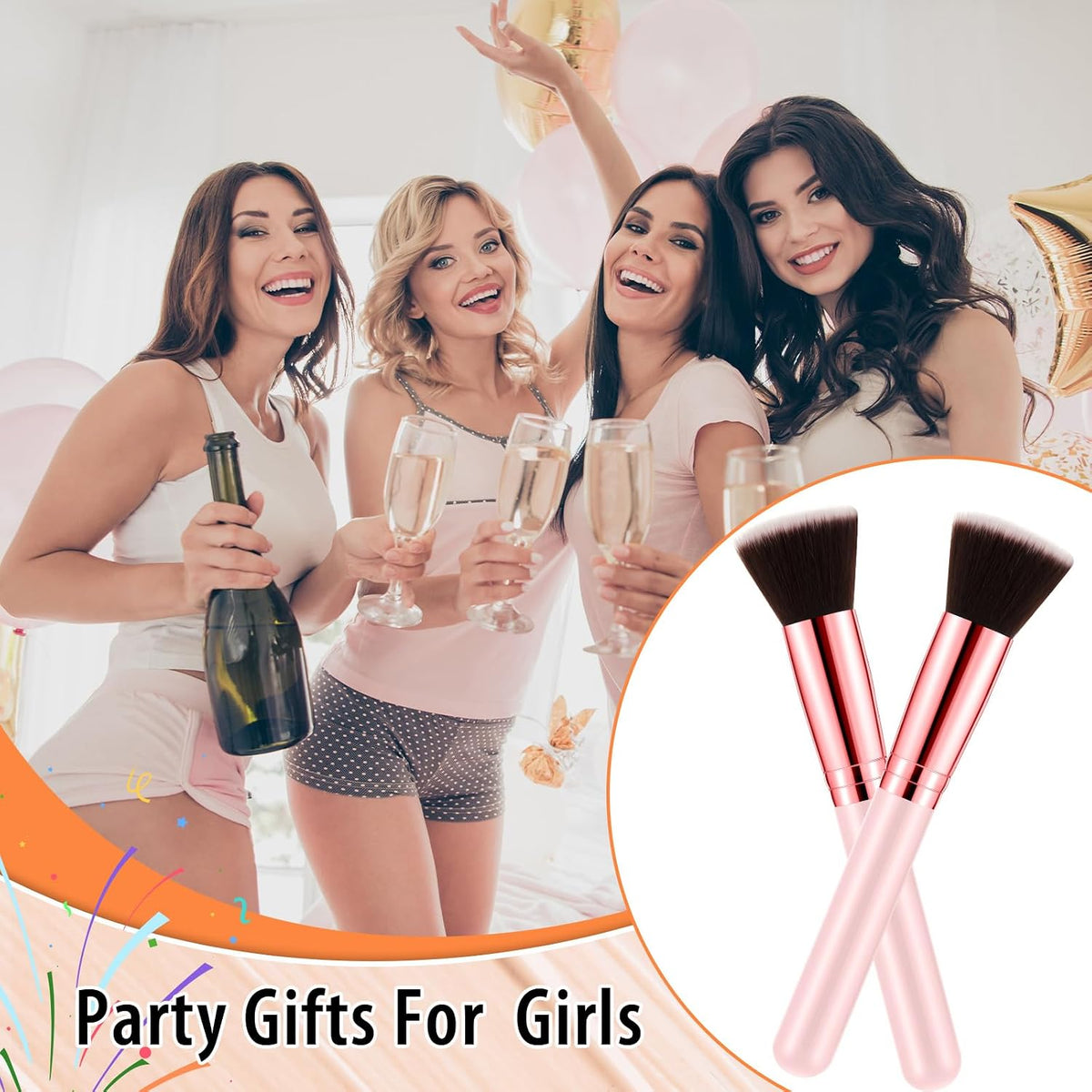 10 Pcs Foundation Brushes Bulk Flat Top Makeup Brushes, Pink