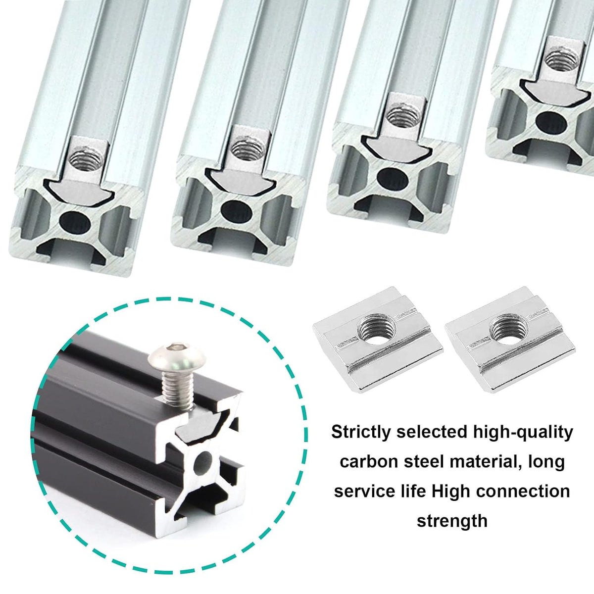 Sliding T Nuts 30 Series M6, 50Pcs, 8mm T-Slot