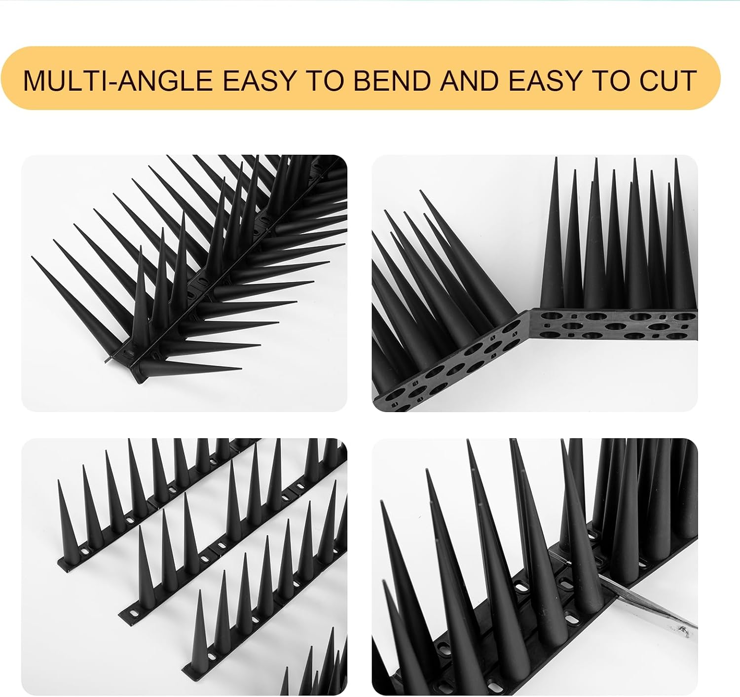 Bird Spikes Pigeon Outdoor Spikes for Cat Keep Birds Raccoon Woodpecker Away Covers 4 Feet(1.2m), Black
