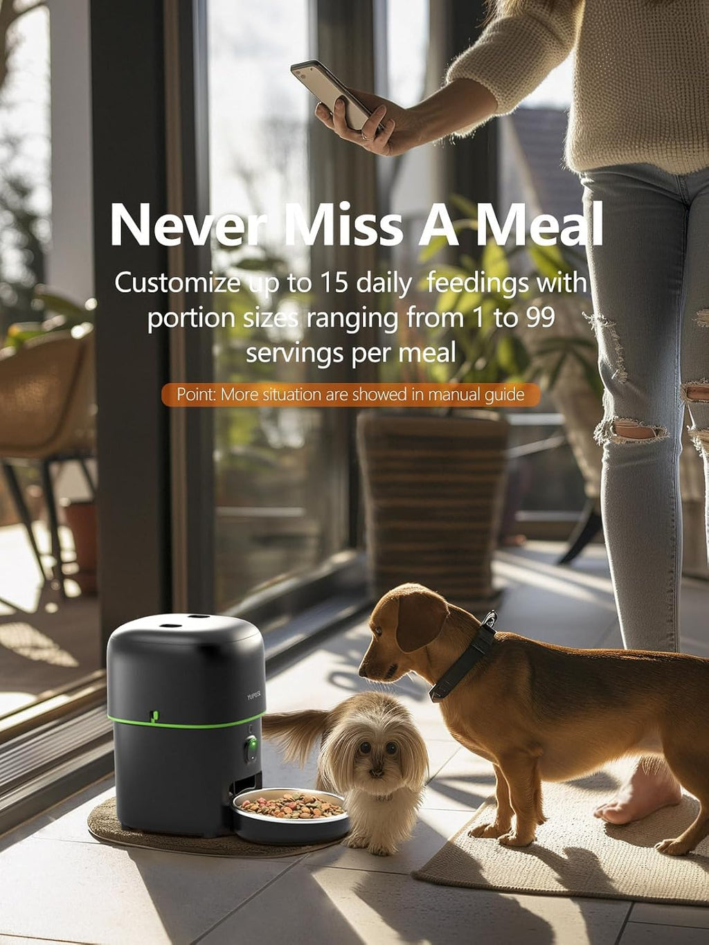 Automatic Cat Feeder with Camera - 5G WiFi Auto Cat Food Dispenser, 1080P HD Video with Night Vision, 1-15 Meals