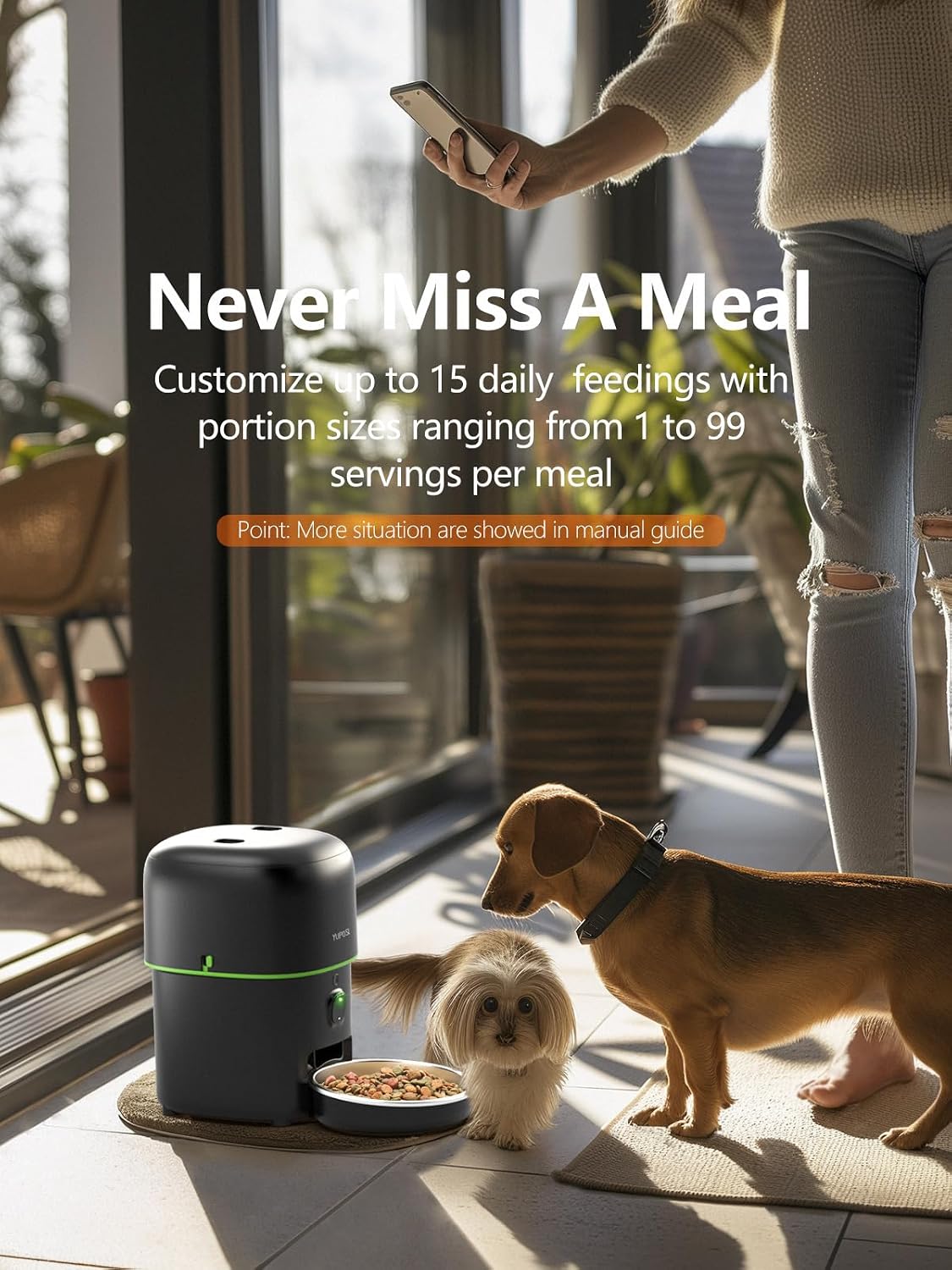 Automatic Cat Feeder with Camera - 5G WiFi Auto Cat Food Dispenser, 1080P HD Video with Night Vision, 1-15 Meals