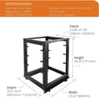 Tecmojo 15U Open Frame Server Rack,4-Post Adjustable Depth Rolling Network Rack for Computer/Data/AV/IT/Servers,Mobile Type