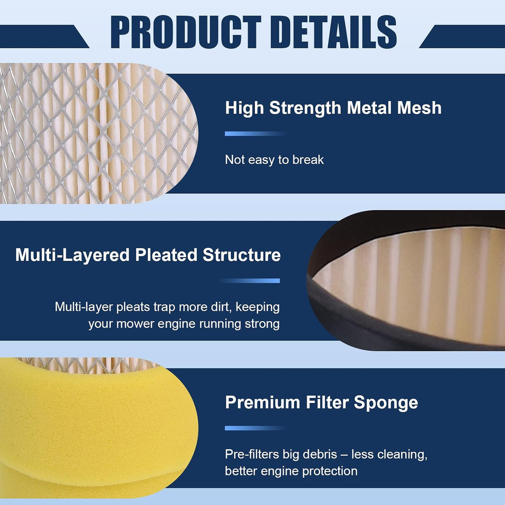 Podoy 796031 Air Filter with 797704 Pre Filter for Lawn Mower Tractor