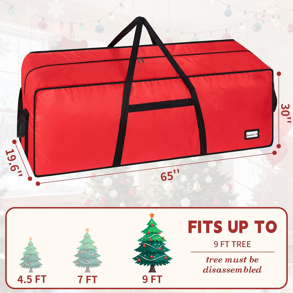 9 ft Christmas Tree Storage Bag, Heavy Duty Christmas Tree Bag with Reinforced Handles and Dual Zippers Wide Opening