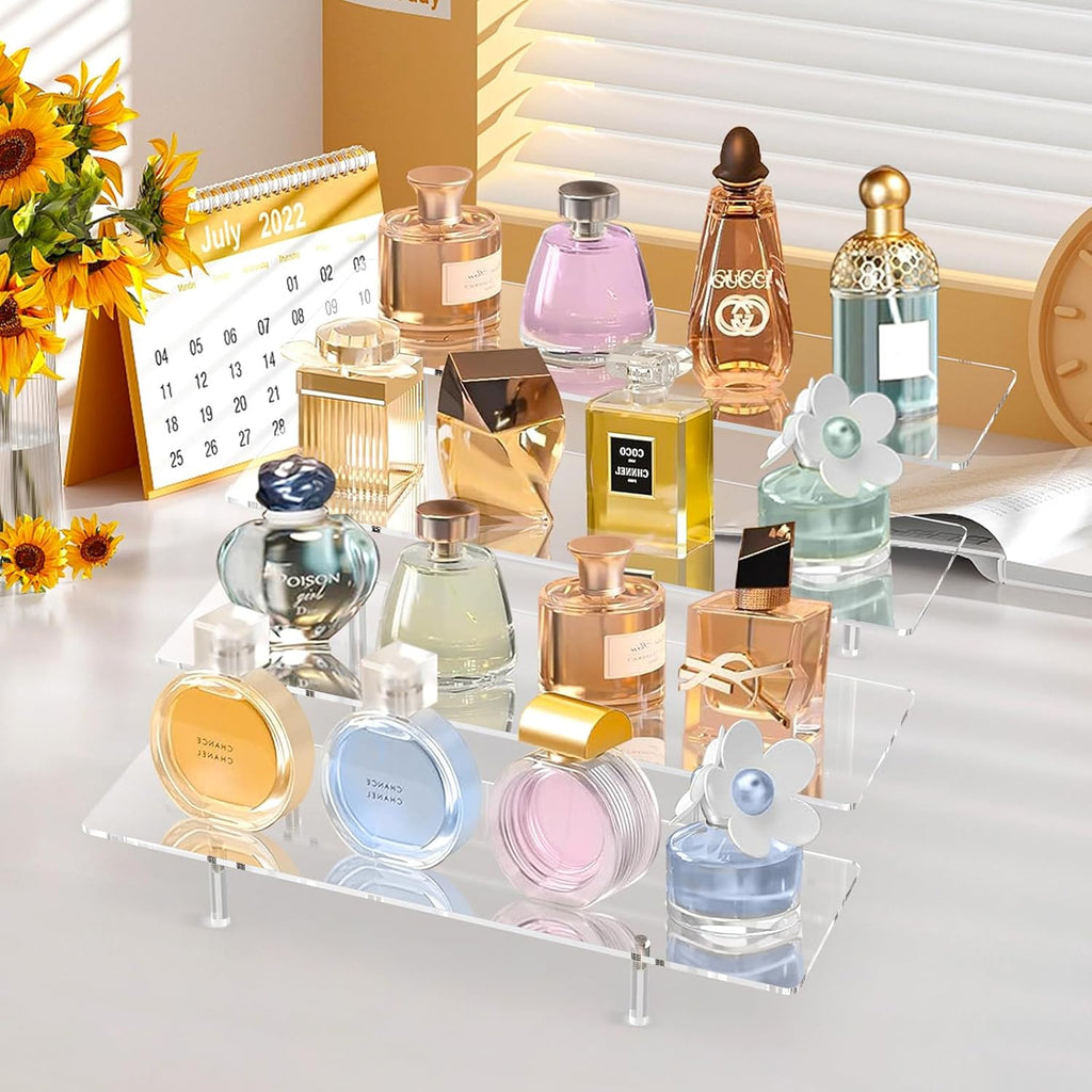 4 Tier Acrylic Display Riser Stand, Clear Perfume Organizer, Cupcake Stand | Ture 4-Tier Dessert Display for Party