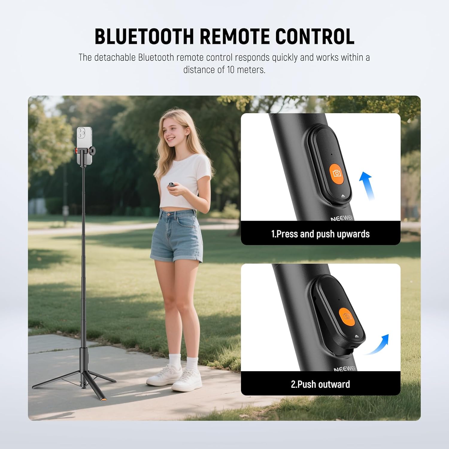 57.9" Selfie Stick Tripod Compatible with iPhone Samsung Android, Metal Portable Lightweight Travel Cell Phone Stand