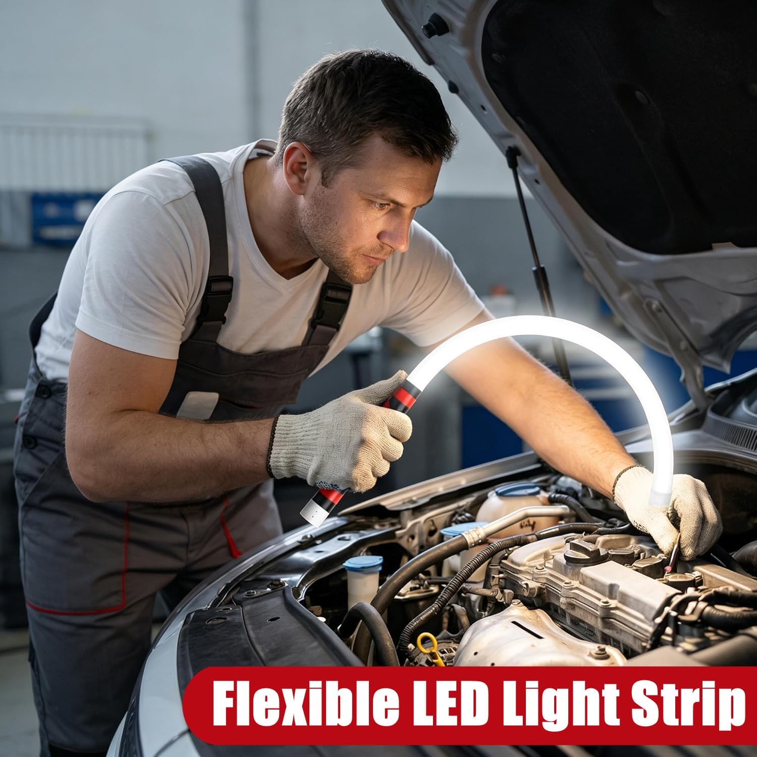 Flexible LED Flashlight Stick, 30" Bendable Mechanic Work Light Rechargeable High Lumen Professional Light 3 Lighting