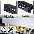 8 Pcs 1U Horizontal Cable Management Rack Mount Sleeve
