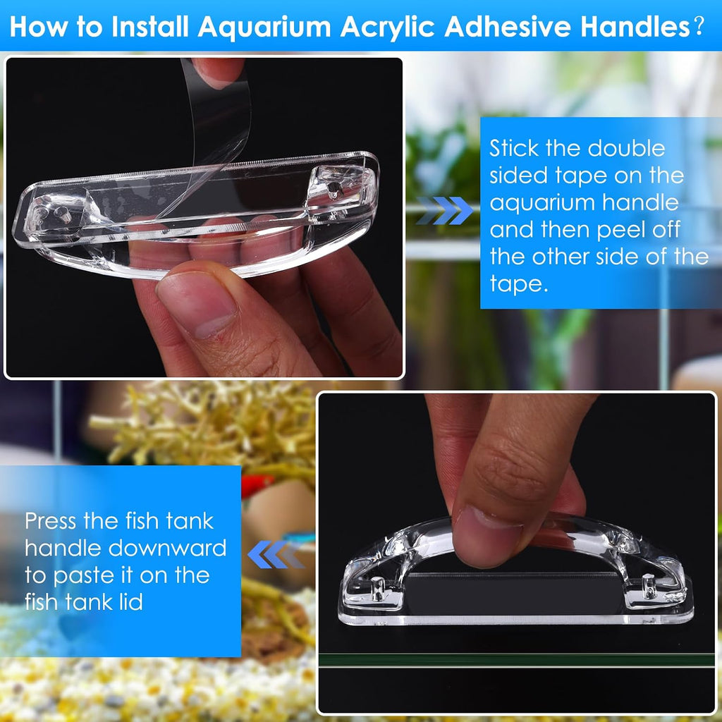 6pcs Aquarium lid Hinge Acrylic Fish Tank Glass Canopy Handle Fish Tank Hood top Cover Replacement Double Tape Pull
