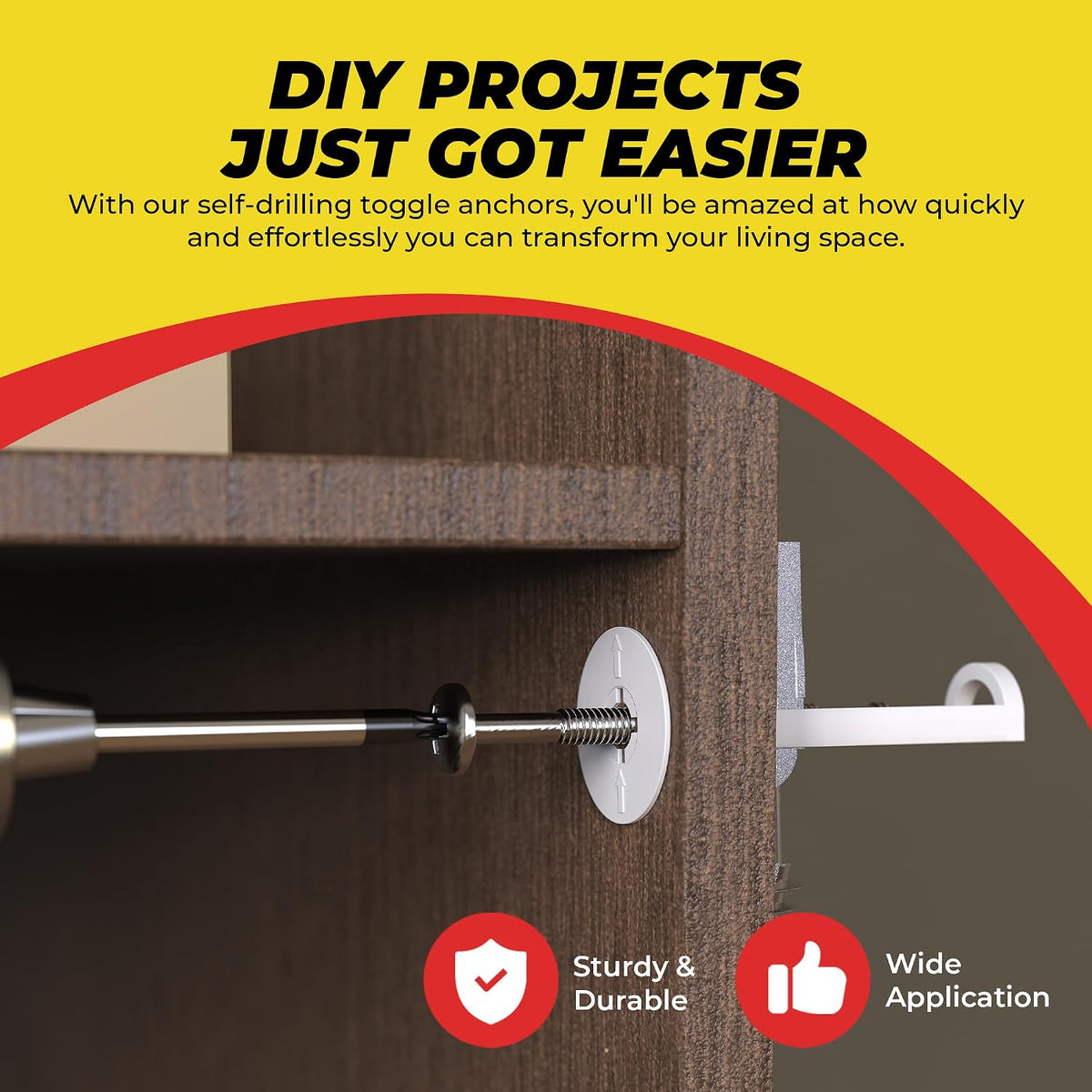 Heavy Duty Drywall Anchors and Screws Kit Including Toggle Anchors & Screws Durable Zinc Plastic Self Drilling