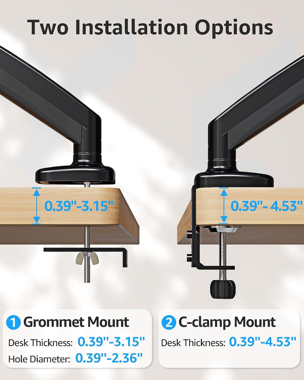 Single Monitor Desk Mount Holds Screen up to 32 inch, Height Adjustable Monitor Arm, Full Motion Computer Monitors